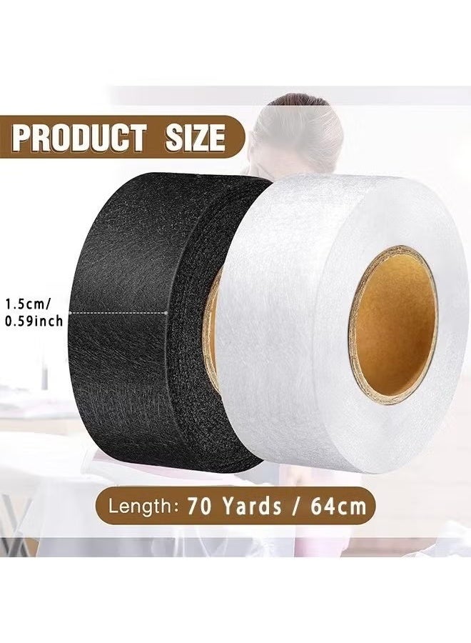 2 Rolls of Ironing Cloth Tape for Repairing Curtains,Clothes,Pants,Pillowcases (Black, White) - Image 2